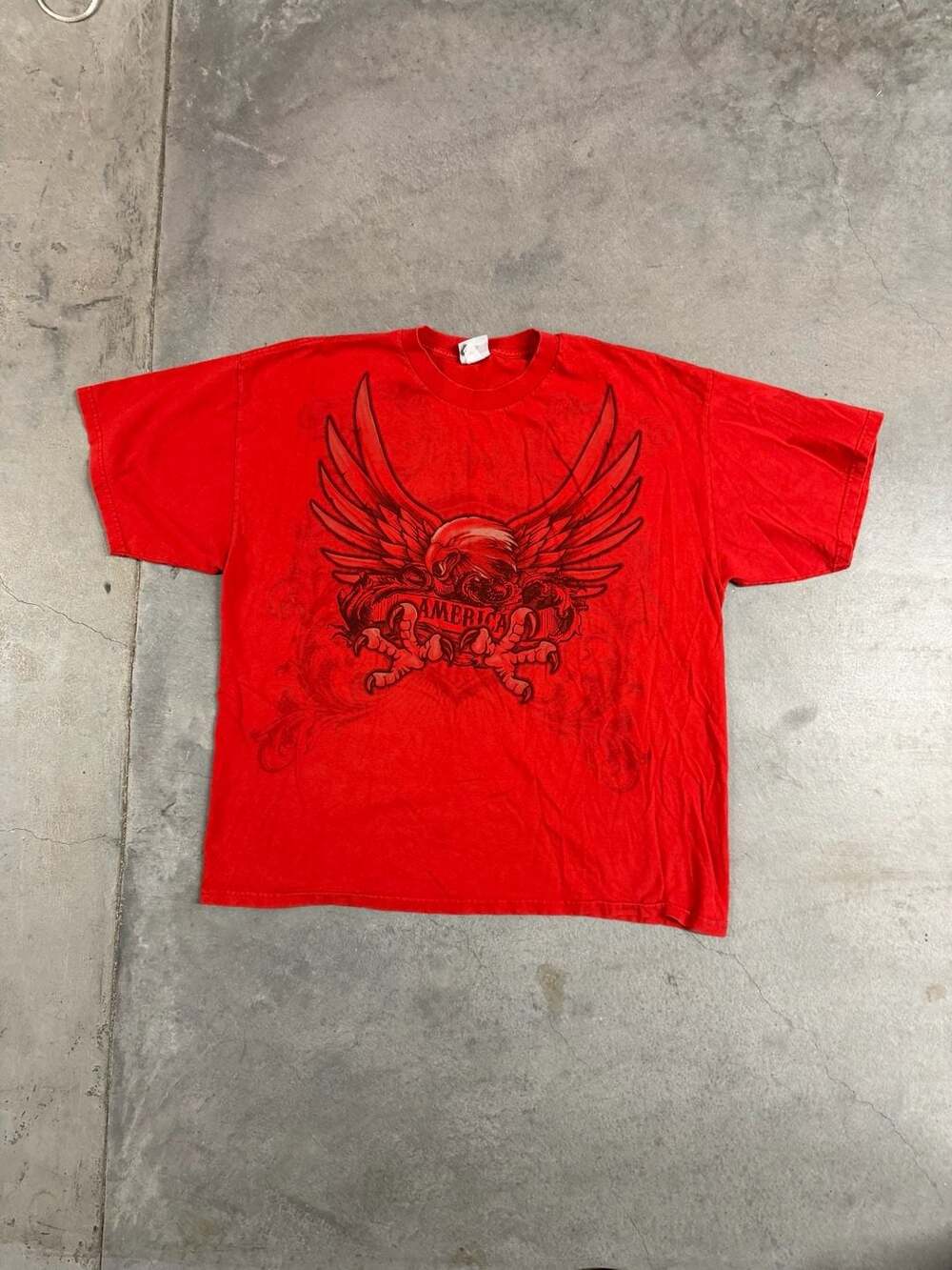National Heritage Vintage Y2K Red America Eagle Graphic T-Shirt XXL